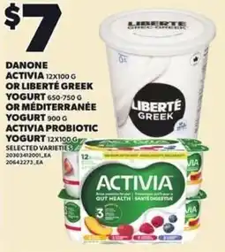 Loblaws Danone Activia or Liberté Greek or Méditerranée yogurt offer
