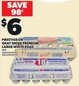 Loblaws Prestige or Gray Ridge Premium Large White Eggs offer