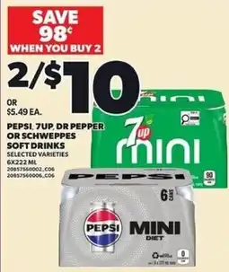 Loblaws Pepsi 7up Dr Pepper or Schweppes soft drinks offer