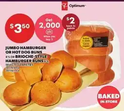 Loblaws Optimum jumbo hamburger or hot dog buns 8's or brioche-style hamburger buns 6's offer