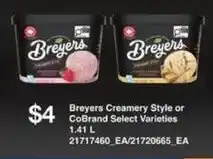 Loblaws Breyers Creamery Style or CoBrand Select Varieties offer