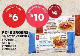 Loblaws PC burgers selected varieties offer