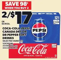Loblaws Coca-Cola, Pepsi, Canada Dry or Dr Pepper Soft Drinks offer