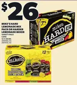 Loblaws Mike's hard lemonade mix pack or harder lemonade mixer offer