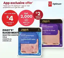 Loblaws Ziggy's sliced meats selected varieties offer