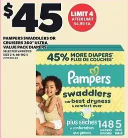 Loblaws Pampers swaddlers or cruisers 360° ultra value pack diapers offer