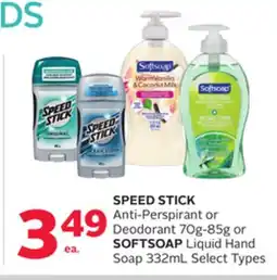 Rexall SPEED STICK Anti-Perspirant or Deodorant 70g-85g or SOFTSOAP Liquid Hand Soap 332mL offer