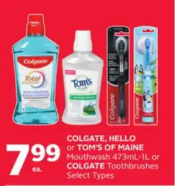 Rexall COLGATE, HELLO or TOM'S OF MAINE Mouthwash 473mL-1L or COLGATE Toothbrushes offer