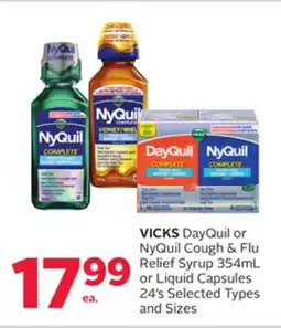Rexall VICKS DayQuil or NyQuil Cough & Flu Relief Syrup 354mL or Liquid Capsules 24's offer