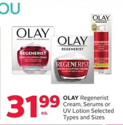 Rexall OLAY Regenerist Cream, Serums or UV Lotion offer