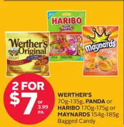 Rexall WERTHER'S 70g-135g, PANDA or HARIBO 170g-175g or MAYNARDS 154g-185g Bagged Candy offer