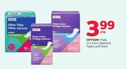 Rexall OPTION+ PADS OR LINERS offer