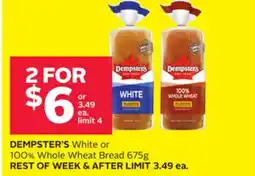 Rexall DEMPSTER'S White or 100% Whole Wheat Bread offer