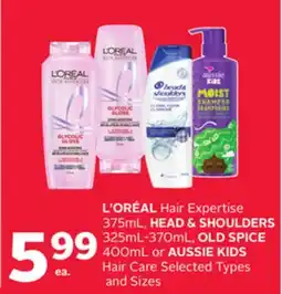 Rexall L'OREAL Hair Expertise 375mL, HEAD & SHOULDERS 325mL-370mL, OLD SPICE 400mL OR AUSSIE KIDS Hair Care offer