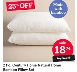 Kitchen Stuff Plus 2 Pc. Century Home Natural Home Bamboo Pillow Set offer