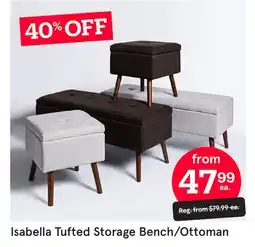 Kitchen Stuff Plus Isabella Tufted Storage Bench/Ottoman offer