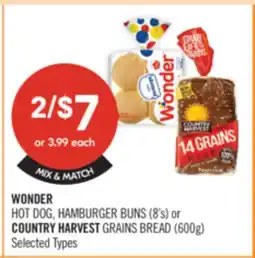 Shoppers Drug Mart WONDER HOT DOG, HAMBURGER BUNS (8'S) or COUNTRY HARVEST GRAINS BREAD (600 G) offer