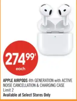 Shoppers Drug Mart APPLE AIRPODS 4th GENERATION with ACTIVE NOISE CANCELLATION & CHARGING CASE offer
