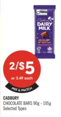 Shoppers Drug Mart CADBURY CHOCOLATE BARS offer