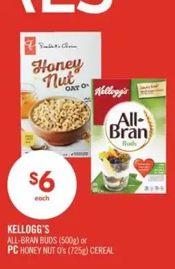 Shoppers Drug Mart KELLOGG'S ALL-BRAN BUDS (500g) or PC HONEY NUT O's (725g) CEREAL offer