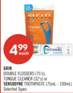 Shoppers Drug Mart DOUBLE FLOSSERS (75's), TONGUE CLEANER (32's) or SENSODYNE TOOTHPASTE (75mL - 100mL) offer