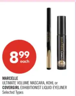 Shoppers Drug Mart MARCELLE ULTIMATE VOLUME MASCARA, KOHL or COVERGIRL EXHIBITIONIST LIQUID EYELINER offer