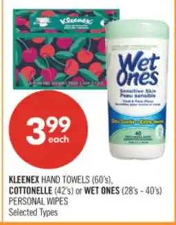 Shoppers Drug Mart KLEENEX HAND TOWELS (60's), COTTONELLE (42's) or WET ONES (28's - 40's) PERSONAL WIPES offer