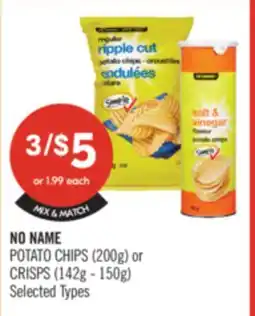 Shoppers Drug Mart NO NAME POTATO CHIPS (200g) or CRISPS (142g - 150g) offer