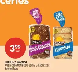 Shoppers Drug Mart COUNTRY HARVEST RAISIN CINNAMON BREAD (600g) or BAGELS (6's) offer