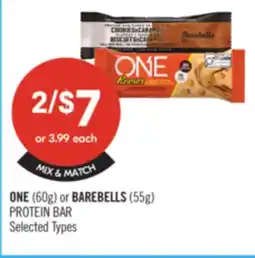 Shoppers Drug Mart ONE (60g) or BAREBELLS (55g) PROTEIN BAR offer