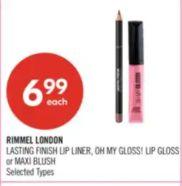 Shoppers Drug Mart RIMMEL LONDON LASTING FINISH LIP LINER, OH MY GLOSS! LIP GLOSS or MAXI BLUSH offer
