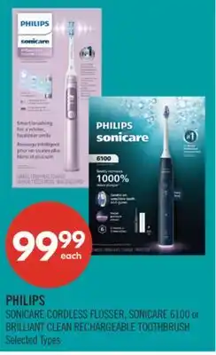 Shoppers Drug Mart PHILIPS SONICARE CORDLESS FLOSSER, SONICARE 6100 or BRILLIANT CLEAN RECHARGEABLE TOOTHBRUSH offer