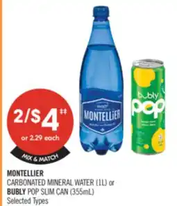 Shoppers Drug Mart MONTELLIER CARBONATED MINERAL WATER (IL) or BUBLY POP SLIM CAN (355mL) offer