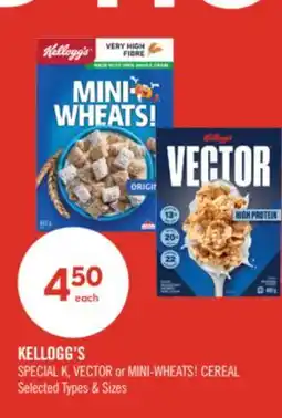 Shoppers Drug Mart KELLOGG'S SPECIAL K, VECTOR or MINI-WHEATS! CEREAL offer