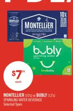 Shoppers Drug Mart MONTELLIER (10's) or BUBLY (12's) SPARKLING WATER BEVERAGE offer
