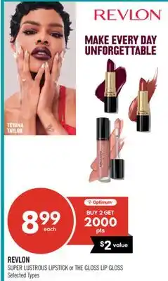 Shoppers Drug Mart REVLON SUPER LUSTROUS LIPSTICK or THE GLOSS LIP GLOSS offer