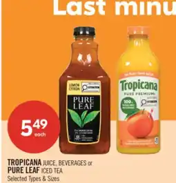 Shoppers Drug Mart TROPICANA JUICE, BEVERAGES or PURE LEAF ICED TEA offer