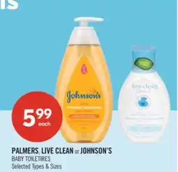 Shoppers Drug Mart PALMERS, LIVE CLEAN or JOHNSON'S BABY TOILETIRES offer