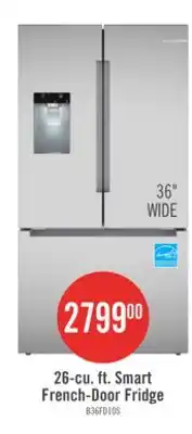 The Brick Bosch 36 26 Cu. Ft. 100 Series Smart French-Door Refrigerator - Stainless Steel - B36FD10ENS offer