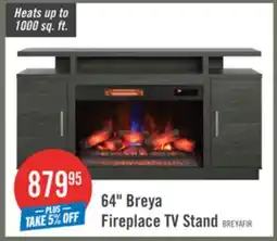 The Brick Breya 64 Modern Electric Fireplace TV Stand with Storage & USB Charging for TVs up to 70- Grey offer