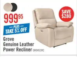 The Brick Grove 36 Genuine Leather Power Reclining Chair with Adjustable Headrest - Cream offer