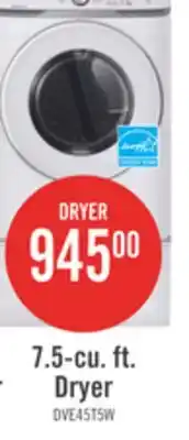 The Brick Samsung 7.5 Cu. Ft. Electric Dryer - White - Stackable - DVE45T6005W/AC offer