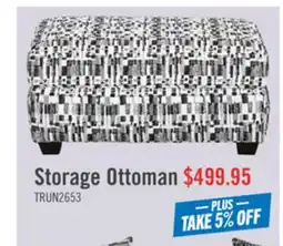 The Brick Made in Canada Customizable Sofa Lab Trunk 39 Fabric Storage Ottoman – Noir Accent Fabric offer