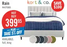 The Brick Kort & Co. Rain Upholstered Platform Bed in Light Grey Fabric, Tufted - Queen Size offer