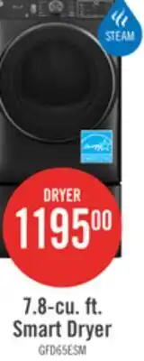 The Brick GE 7.8 Cu. Ft. Smart Electric Dryer with Steam and Sanitize - GFD65ESMVDS offer