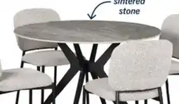 The Brick Luka 5pc Dining Set with Table & 4 Chairs, Sintered Stone Top, Metal, 43.5W Round - Grey/Taupe offer