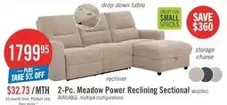 The Brick Meadow 2-Piece Right-Facing Chenille Fabric Power Reclining Sectional with Storage Chaise - Taupe offer