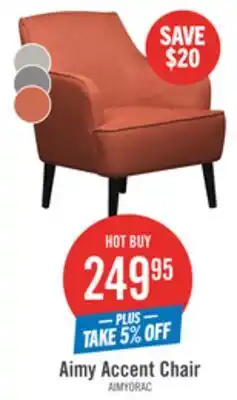 The Brick Aimy 28 Linen Look Fabric Accent Chair with Cylindrical Wood Legs - Orange offer