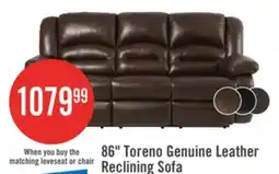 The Brick 86 Toreno Genuine Leather Reclining Sofa offer