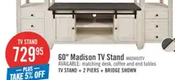 The Brick Madison 60 Rustic TV Stand with Storage and Cable Management for TVs up to 65- White offer